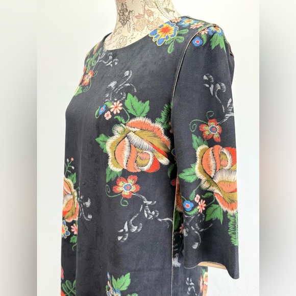 DOR DOR COUTURE Dark gray with floral print Mini shift Dress size S - Picture 3 of 13